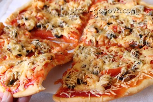 рецепт пиццы с морепродуктами